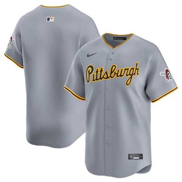 Mens Pittsburgh Pirates Blank Gray Away Limited Baseball Stitched Jersey Dzhi